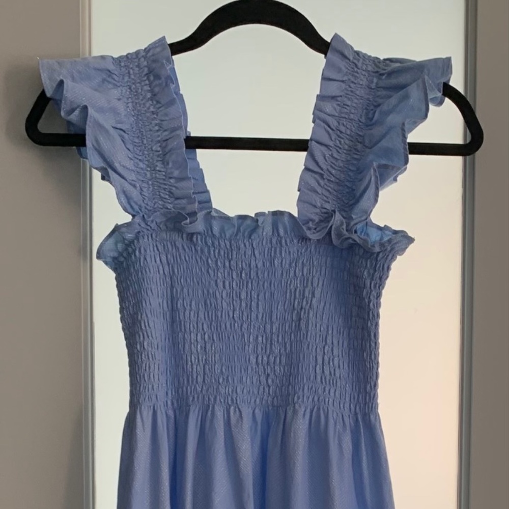 Hill House Home Ellie Nap Dress in Light Blue Glitter Check